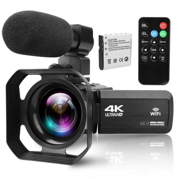 4K Camcorder Video Camera ORDRO HD 1080P 60FPS Vlog Camera Recorder IR Night Vision and WiFi Camcorder with Microphone Lens Hood and 2 Batteries Wide Angle Lens